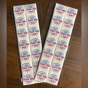 Thank You Small Business Support Stickers - White Labels with Red & Blue Print